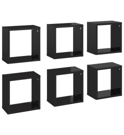 Étagères cube murales 6 pcs Noir brillant 26x15x26 cm