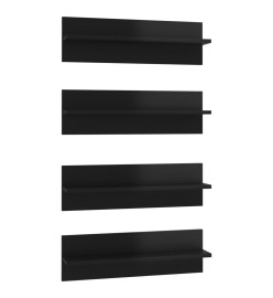 Étagères murales 4 pcs Noir brillant 60x11,5x18 cm Aggloméré