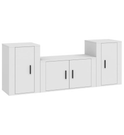 Ensemble de meubles TV 3 pcs Blanc Bois d'ingénierie