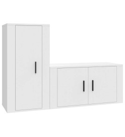 Ensemble de meubles TV 2 pcs Blanc Bois d'ingénierie