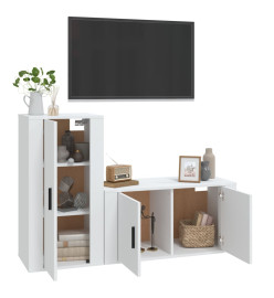 Ensemble de meubles TV 2 pcs Blanc Bois d'ingénierie