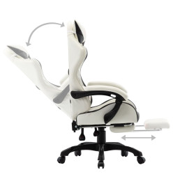 Fauteuil de jeux vidéo et repose-pied Noir et blanc Similicuir