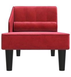 Chaise longue avec traversin rouge bordeaux velours