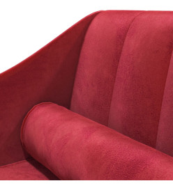 Chaise longue avec traversin rouge bordeaux velours