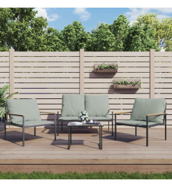 Salon de jardin avec coussins 4 pcs anthracite acier