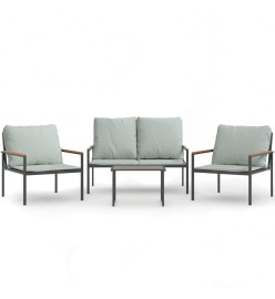 Salon de jardin avec coussins 4 pcs anthracite acier