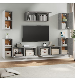 Ensemble de meubles TV 7 pcs Gris béton Bois d'ingénierie