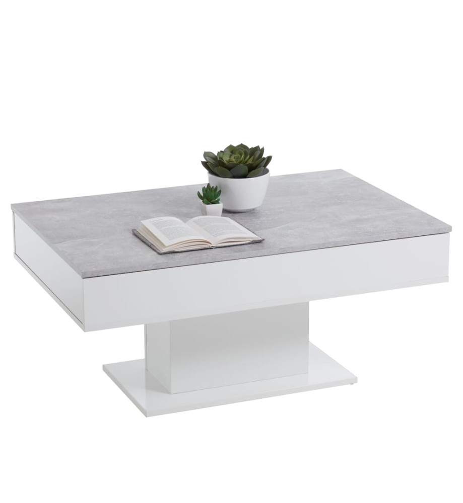 FMD Table basse Gris béton et blanc