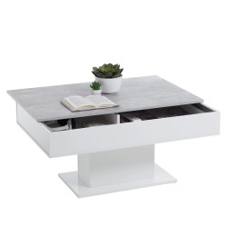 FMD Table basse Gris béton et blanc