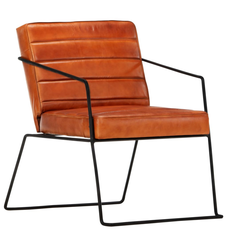 Fauteuil Brun roux Cuir véritable