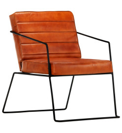 Fauteuil Brun roux Cuir véritable