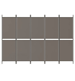 Cloison de séparation 5 panneaux Anthracite 250x200 cm Tissu