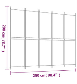 Cloison de séparation 5 panneaux Anthracite 250x200 cm Tissu