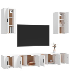 Ensemble de meubles TV 6 pcs Blanc Bois d'ingénierie