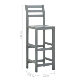 Tabourets de bar lot de 4 gris bois d'acacia massif