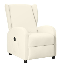 Fauteuil inclinable électrique à oreilles Crème Similicuir