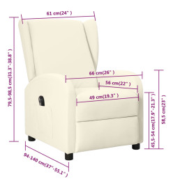 Fauteuil inclinable électrique à oreilles Crème Similicuir