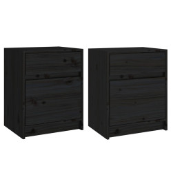 Tables de chevet 2 pcs Noir 40x31x50 cm Bois de pin massif