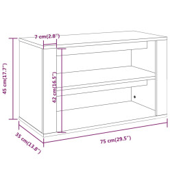 Étagère à chaussures Blanc brillant 75x35x45 cm Bois ingénierie