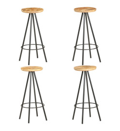 Tabourets de bar lot de 4 bois de manguier brut