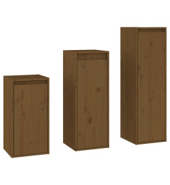 Meubles TV 3 pcs Marron miel Bois massif de pin