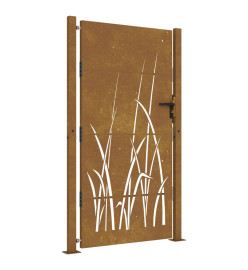 Portail de jardin 105x180 cm acier corten conception d'herbe