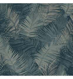 DUTCH WALLCOVERINGS Papier peint Palm Bleu pétrole