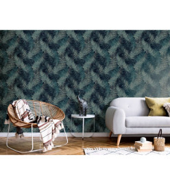 DUTCH WALLCOVERINGS Papier peint Palm Bleu pétrole