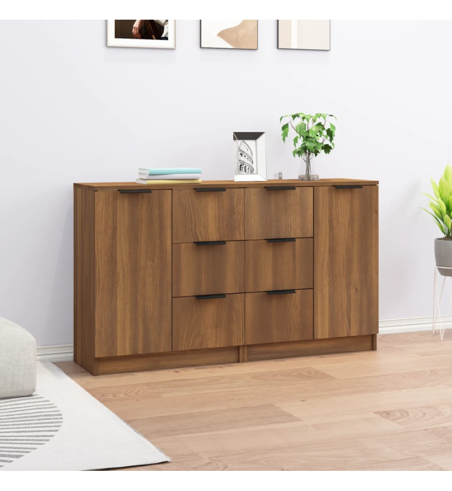 Buffets 2 pcs Chêne marron 60x30x70 cm Bois d'ingénierie Buffets 2 pcs Chêne marron 60x30x70 cm Bois d'ingénierie