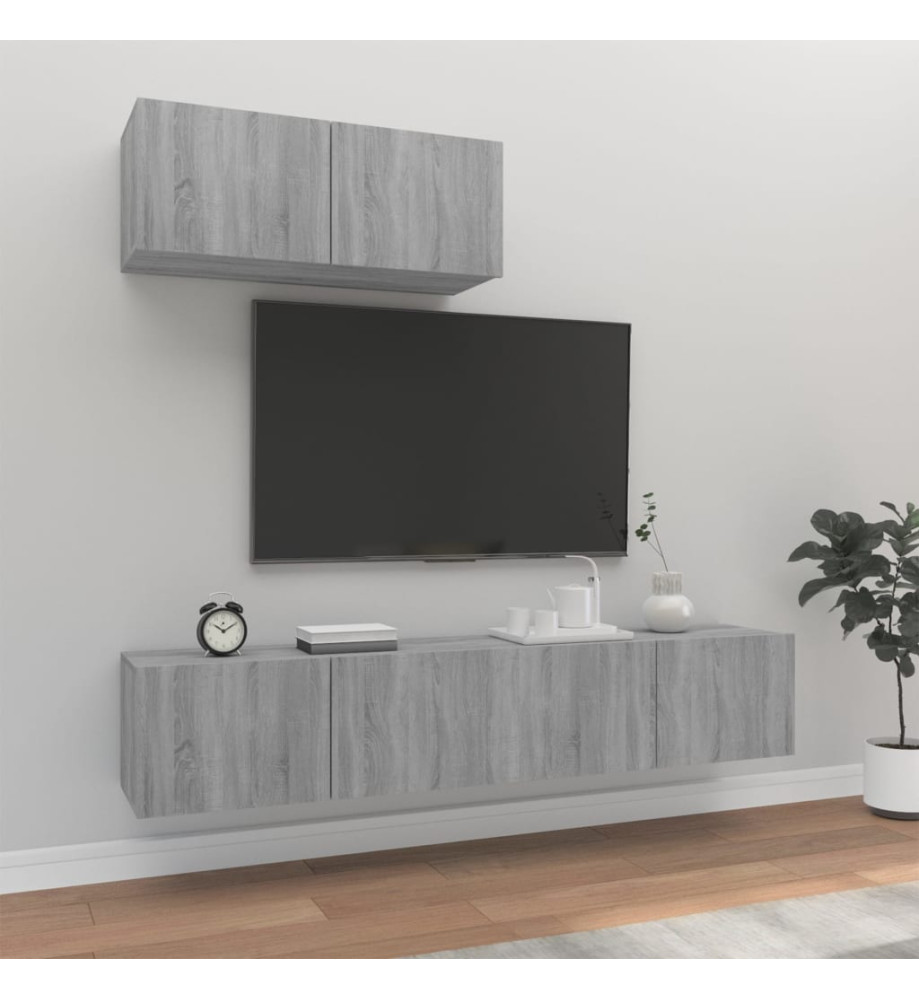 Ensemble de meubles TV 3 pcs Sonoma gris Bois d'ingénierie