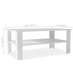 Table basse en aggloméré 100 x 59 x 42 cm Blanc