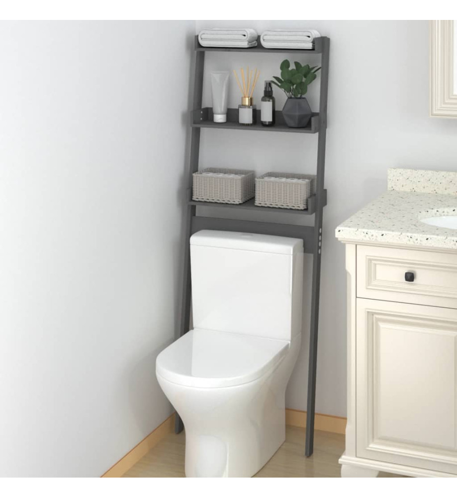 Étagère de toilette Gris 63,5x32x179 cm Bois de pin massif