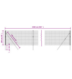 Clôture en treillis métallique anthracite 1x25m acier galvanisé