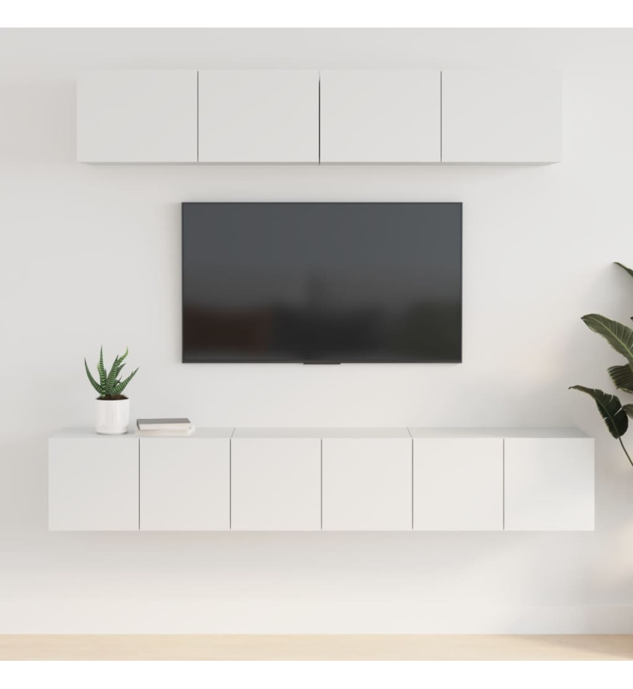 Ensemble de meubles TV 5 pcs Blanc Bois d'ingénierie