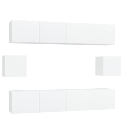 Ensemble de meubles TV 6 pcs Blanc Bois d'ingénierie