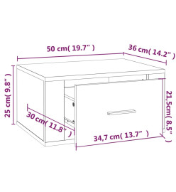 Tables de chevet murales 2 pcs Blanc brillant 50x36x25 cm