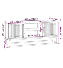 Meuble TV noir 105x30x45 cm bois d'ingénierie et fer