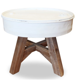 Table basse Bois de récupération massif 60 x 45 cm Blanc