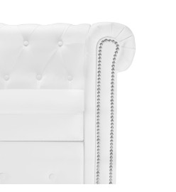 Canapé Chesterfield en forme de L cuir synthétique blanc