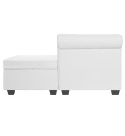 Canapé Chesterfield en forme de L cuir synthétique blanc