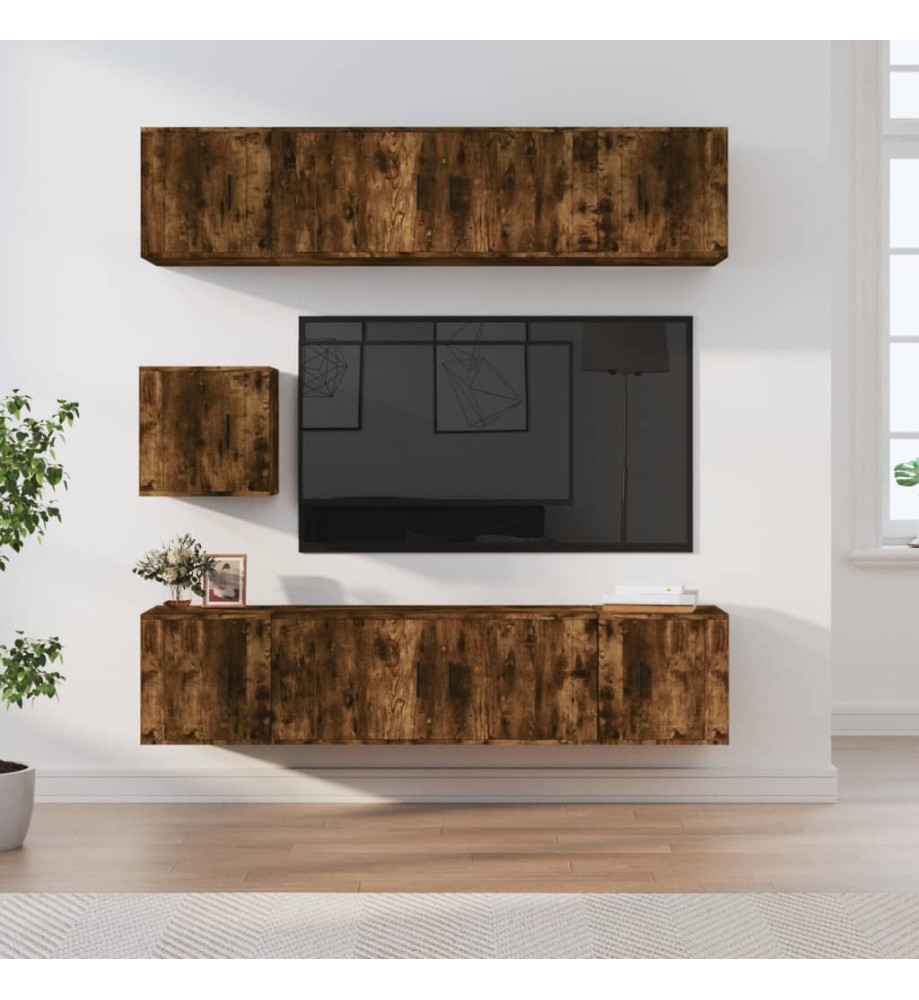 Ensemble de meubles TV 7 pcs Chêne fumé Bois d'ingénierie