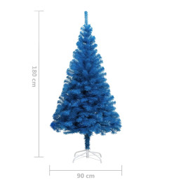 Sapin de Noël artificiel avec support bleu 180 cm PVC