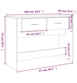 Table console Blanc 100x39x75 cm Bois d'ingénierie