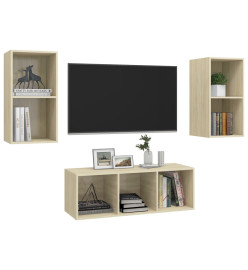 Ensemble de meuble TV 3 pcs Chêne sonoma Aggloméré