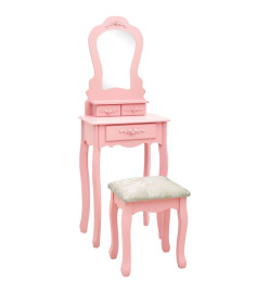 Ensemble de coiffeuse avec tabouret Rose 50x59x136 cm Paulownia