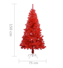 Sapin de Noël artificiel avec support rouge 150 cm PVC