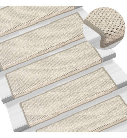 Tapis d'escalier autocollants 15 pcs 65x21x4 cm Beige