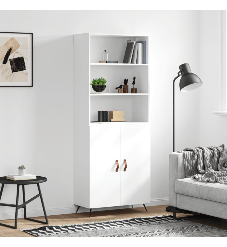 Buffet haut Blanc 69,5x34x180 cm Bois d'ingénierie Buffet haut Blanc 69,5x34x180 cm Bois d'ingénierie