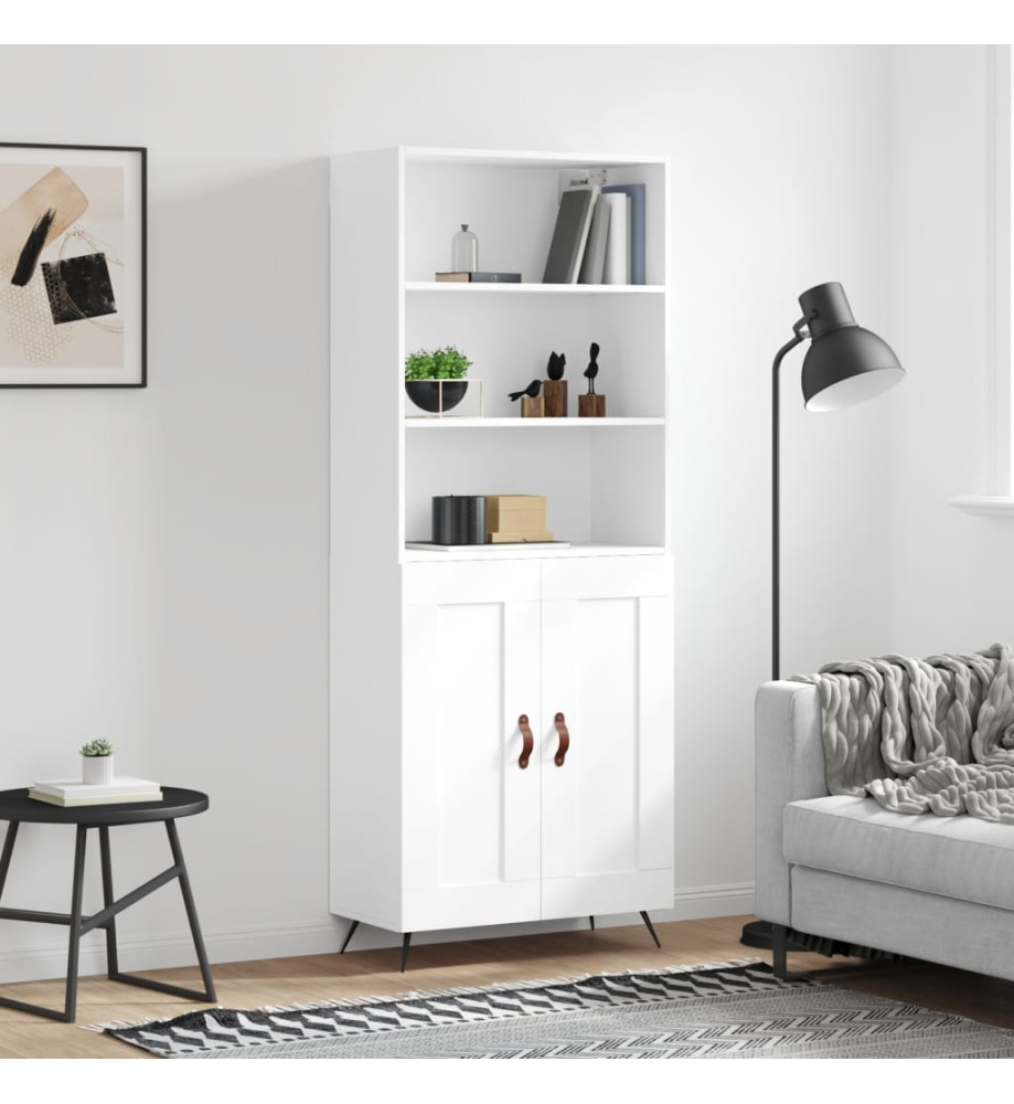 Buffet haut Blanc 69,5x34x180 cm Bois d'ingénierie Buffet haut Blanc 69,5x34x180 cm Bois d'ingénierie