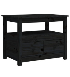 Table basse Noir 71x49x55 cm Bois massif de pin